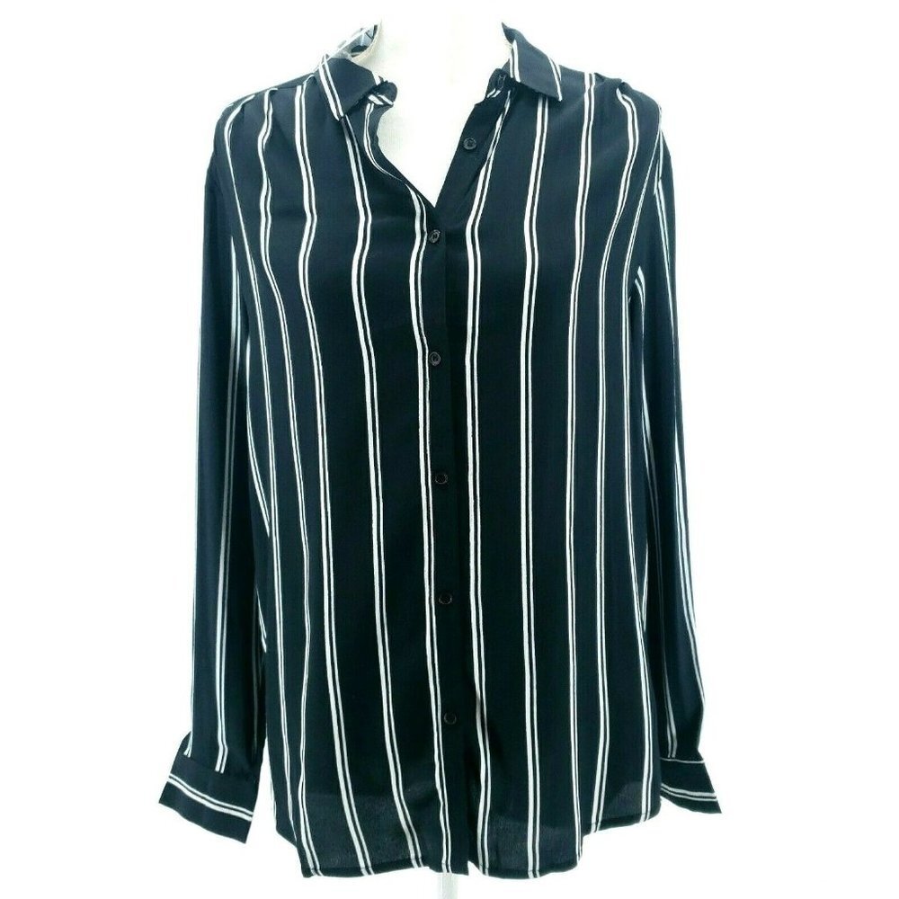 SPARKZ COPENHAGEN Striped Black White Long Sleeve Blouse Shirt XS M L